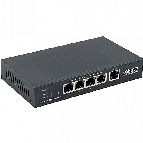 OSNOVO SW-8050/DB: 4-портовый неуправляемый PoE коммутатор Gigabit Ethernet + удлинитель