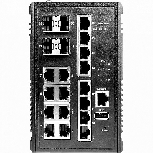 Промышленный 16-портовый PoE коммутатор SW-81604/ILB Gigabit Ethernet