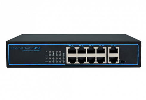 HTV-POE3182 — 8-и портовый PoE коммутатор 10/100 Mbps + 2UpLink порт