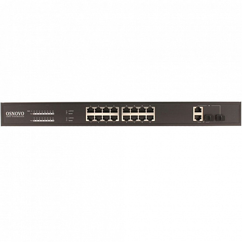 16-портовый неуправляемый PoE коммутатор OSNOVO SW-61622/B (270W) Fast Ethernet