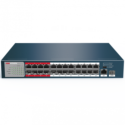 Неуправляемый Fast Ethernet PoE-коммутатор Hikvision DS-3E0326P-E/M, 24 PoE, 1 Uplink, 1 SFP