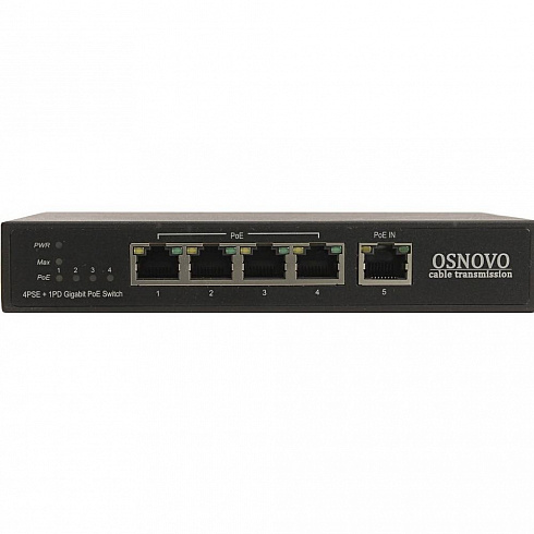 OSNOVO SW-8050/DB: 4-портовый неуправляемый PoE коммутатор Gigabit Ethernet + удлинитель