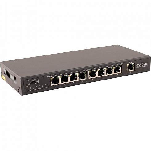 8-портовый неуправляемый PoE коммутатор OSNOVO SW-20900/B Fast Ethernet