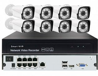 HTV-IP-2MP8CH-KIT — 2 Мп комплект IP видеонаблюдения на 8 уличных камеры SMART